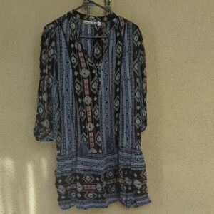 HOLDING HORSES Blue and Black Patterned Mini Dress